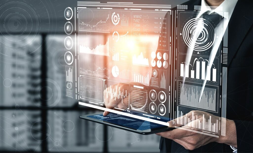 Interface futuriste d’intelligence artificielle sur tablette